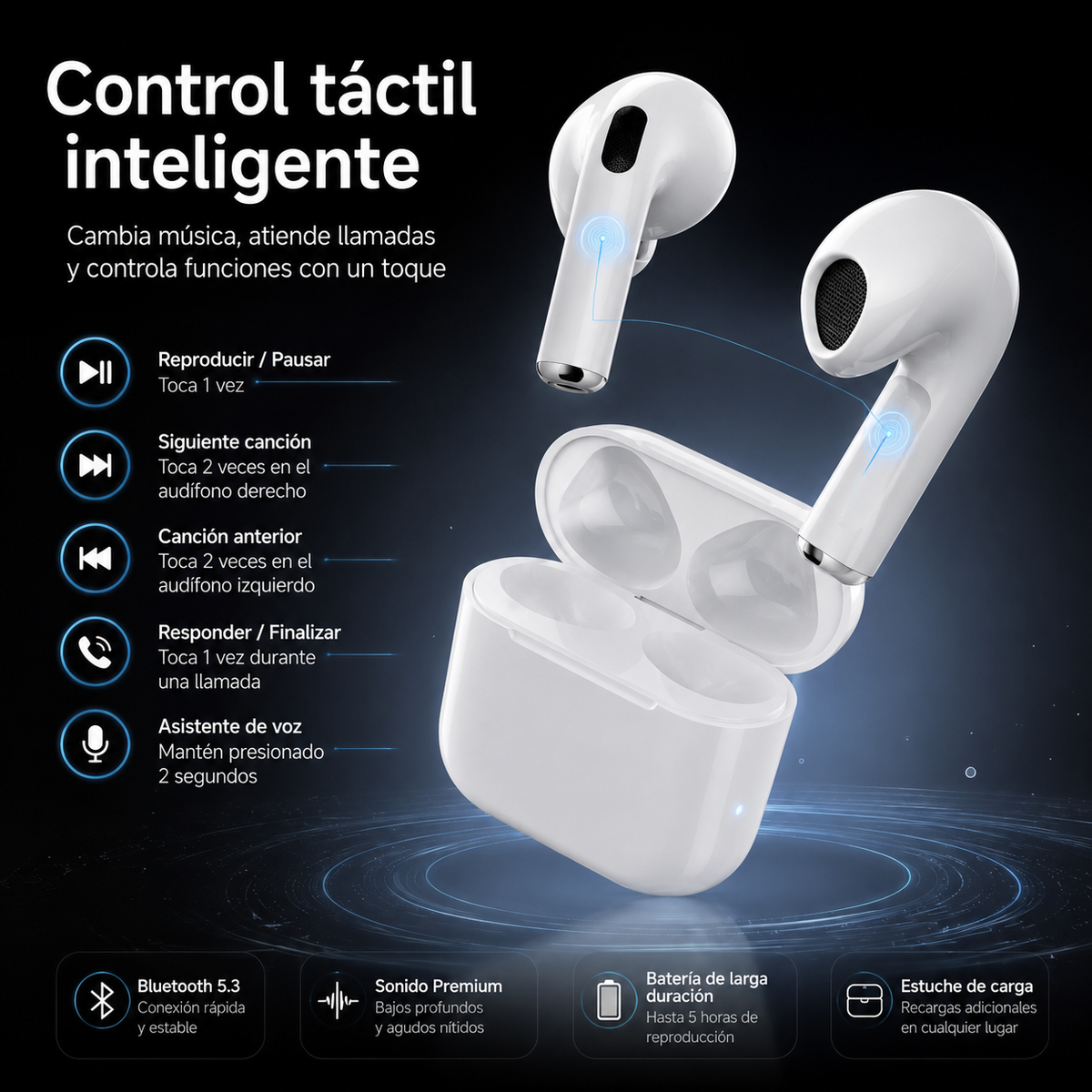 Audífonos Bluetooth Pro 4 In-Ear con Estuche de Carga