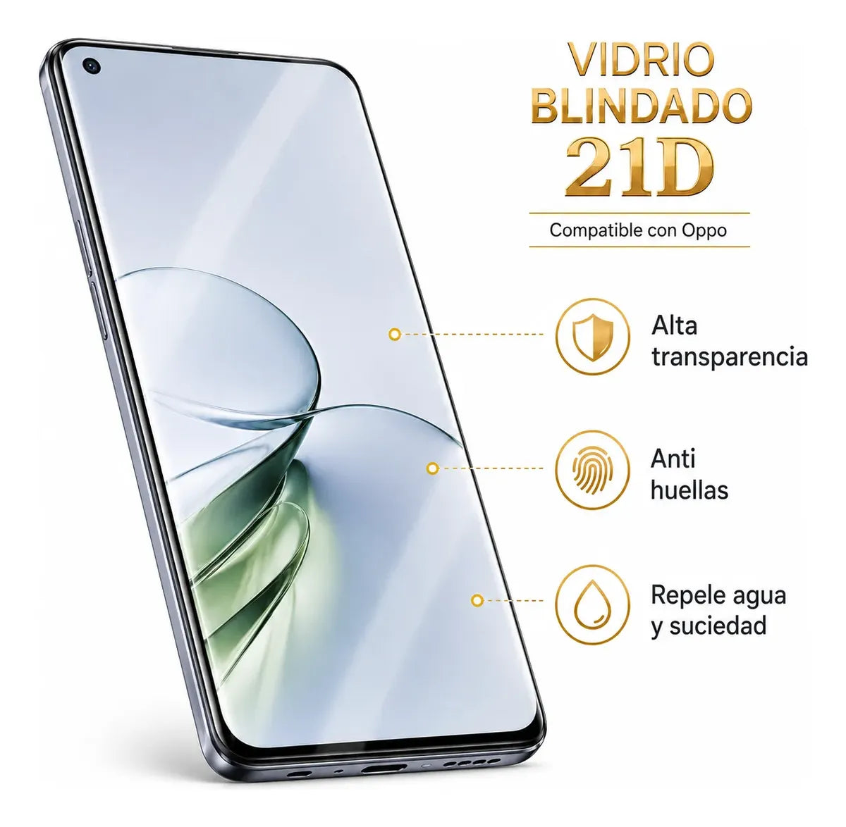 Vidrio Templado Blindado Protector Pantalla para Oppo