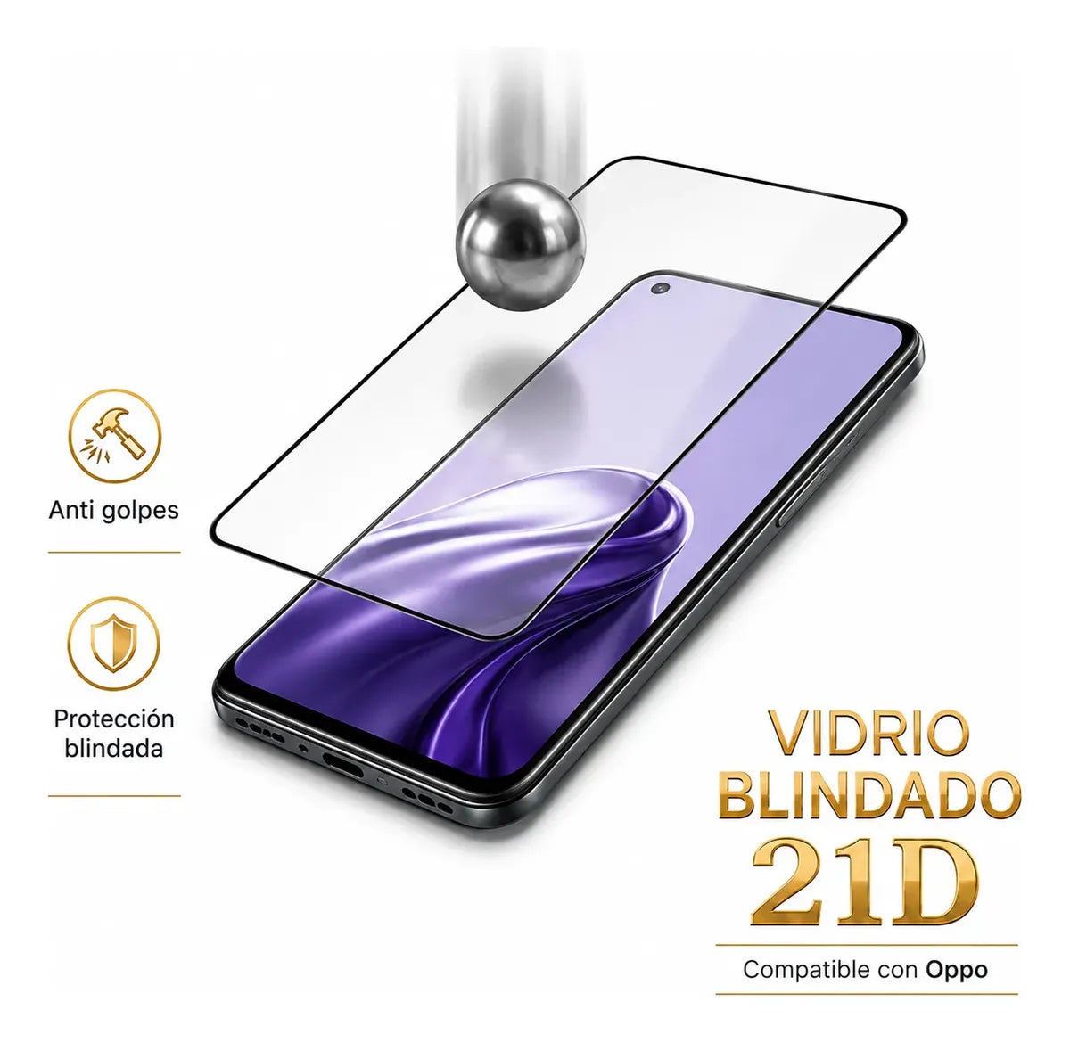 Vidrio Templado Blindado Protector Pantalla para Oppo