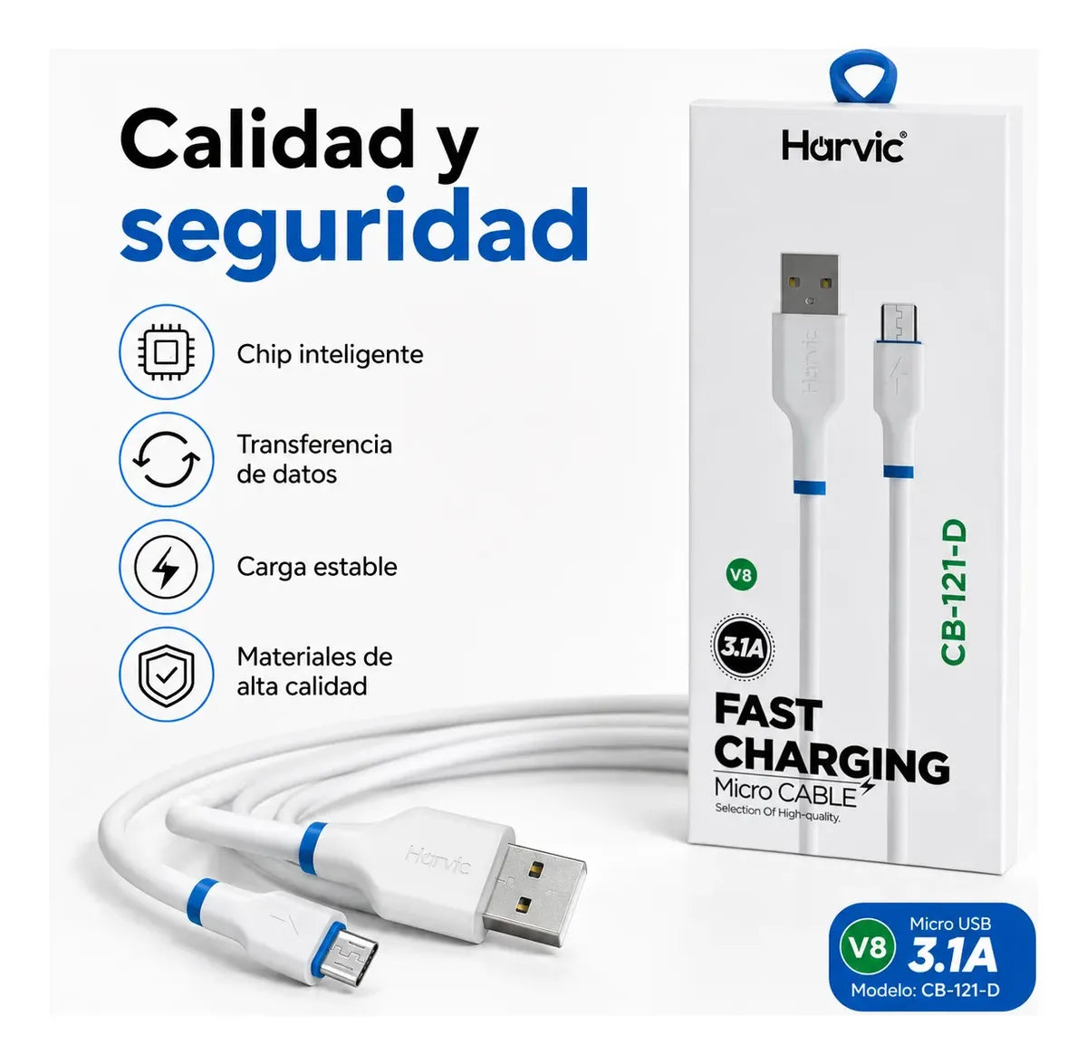 Cable Usb Micro Usb V8 Carga Rapida Datos 1 Metro Reforzado