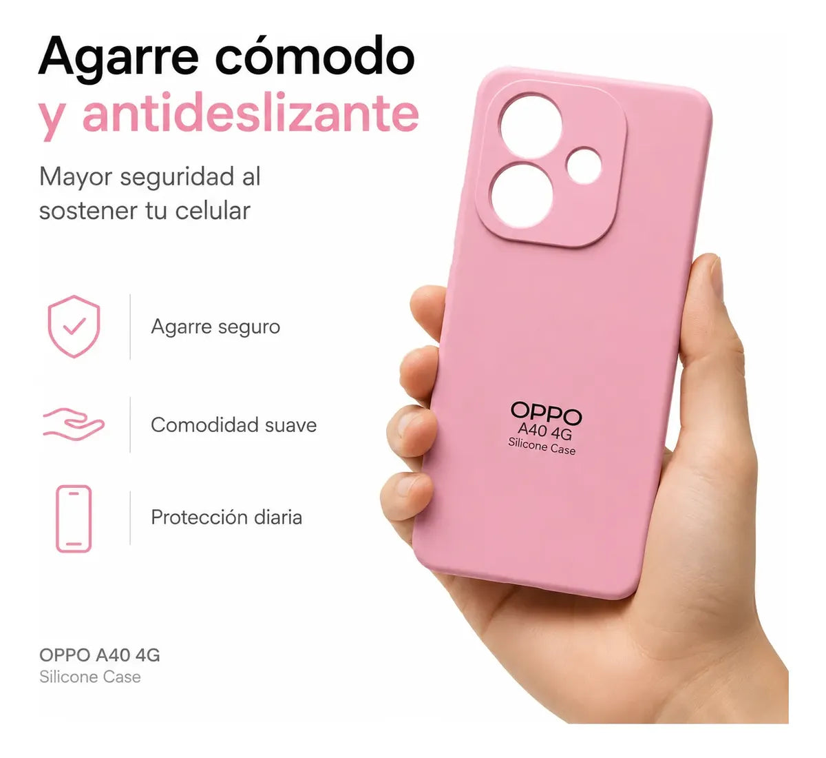 Estuche Silicona para Oppo A20 y A40 Antigolpes Interior Microfibra