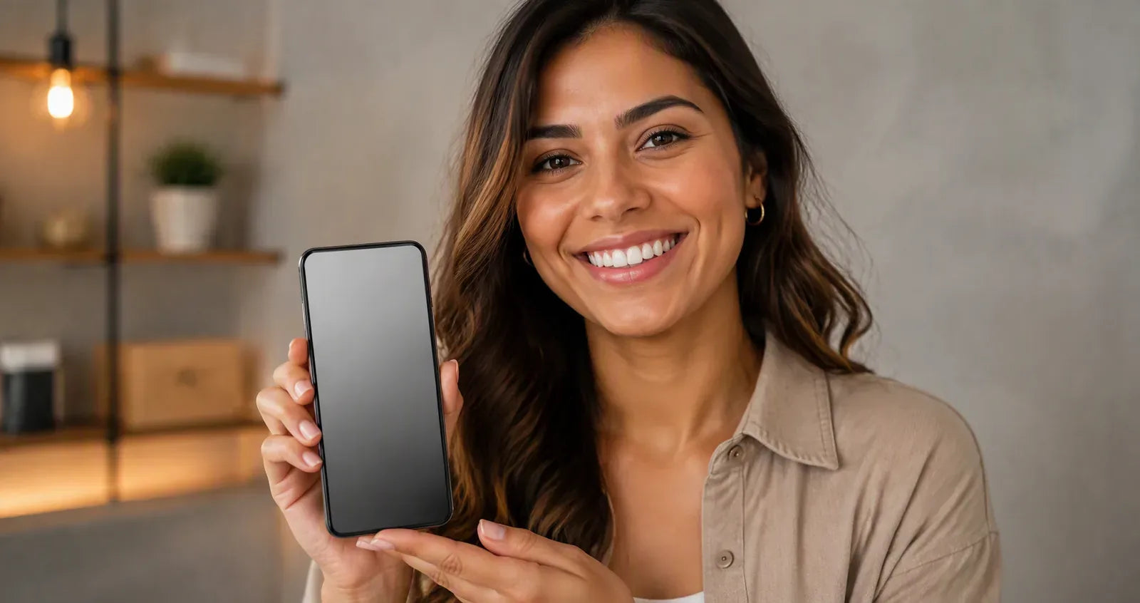 Persona mostrando su celular con vidrio templado recién instalado