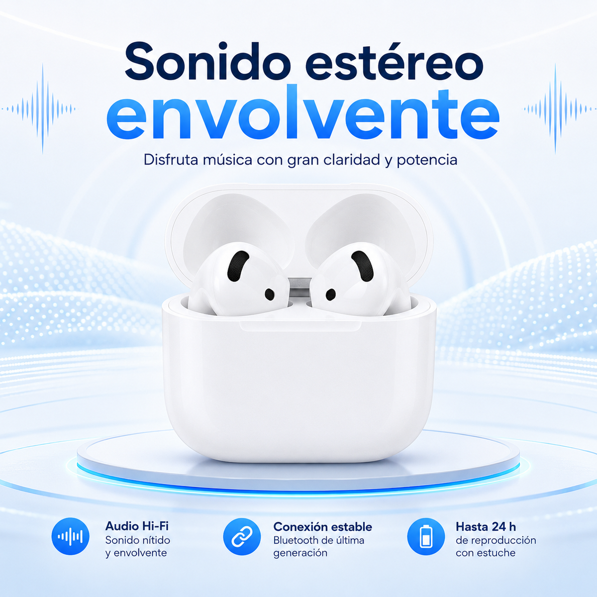 Audífonos Bluetooth Pro 4 In-Ear con Estuche de Carga