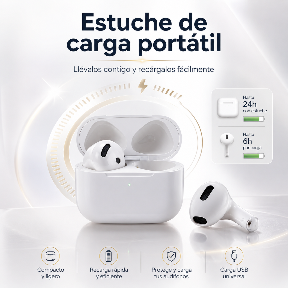 Audífonos Bluetooth Pro 4 In-Ear con Estuche de Carga