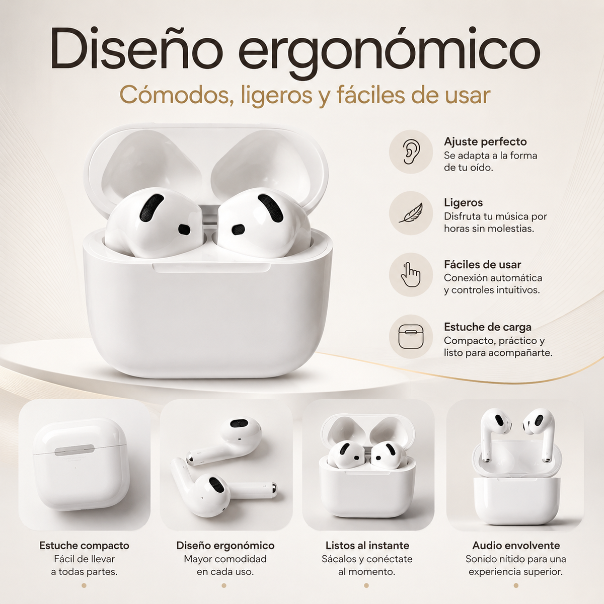 Audífonos Bluetooth Pro 4 In-Ear con Estuche de Carga