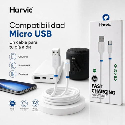 Cable Usb Micro Usb V8 Carga Rapida Datos 1 Metro Reforzado