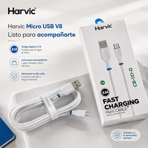 Cable Usb Micro Usb V8 Carga Rapida Datos 1 Metro Reforzado