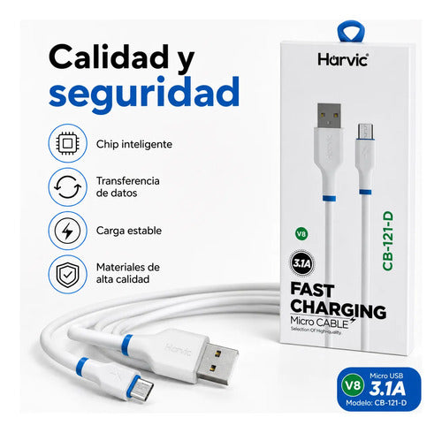 Cable Usb Micro Usb V8 Carga Rapida Datos 1 Metro Reforzado