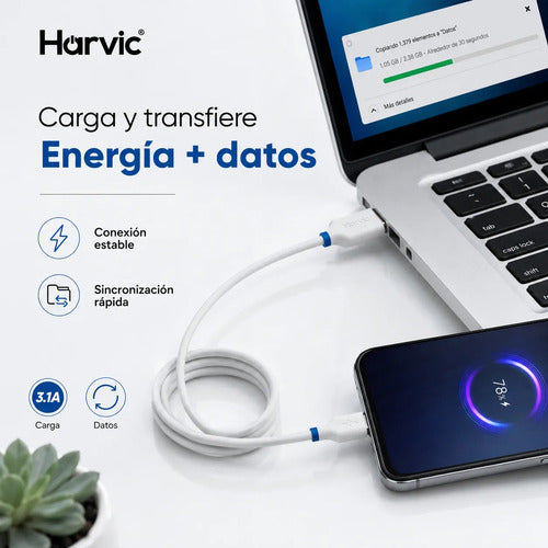 Cable Usb Micro Usb V8 Carga Rapida Datos 1 Metro Reforzado