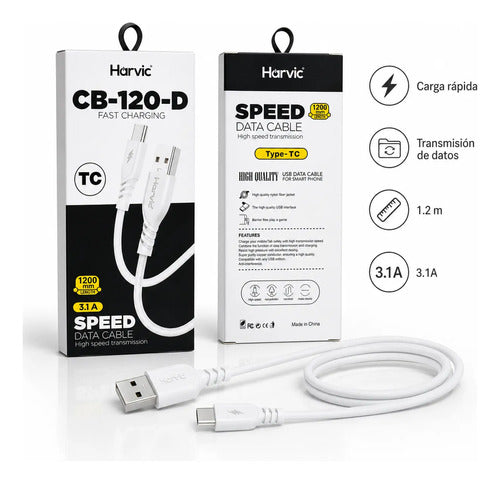 Cable Usb Tipo C Carga Rapida Datos 1 Metro Reforzado Malla