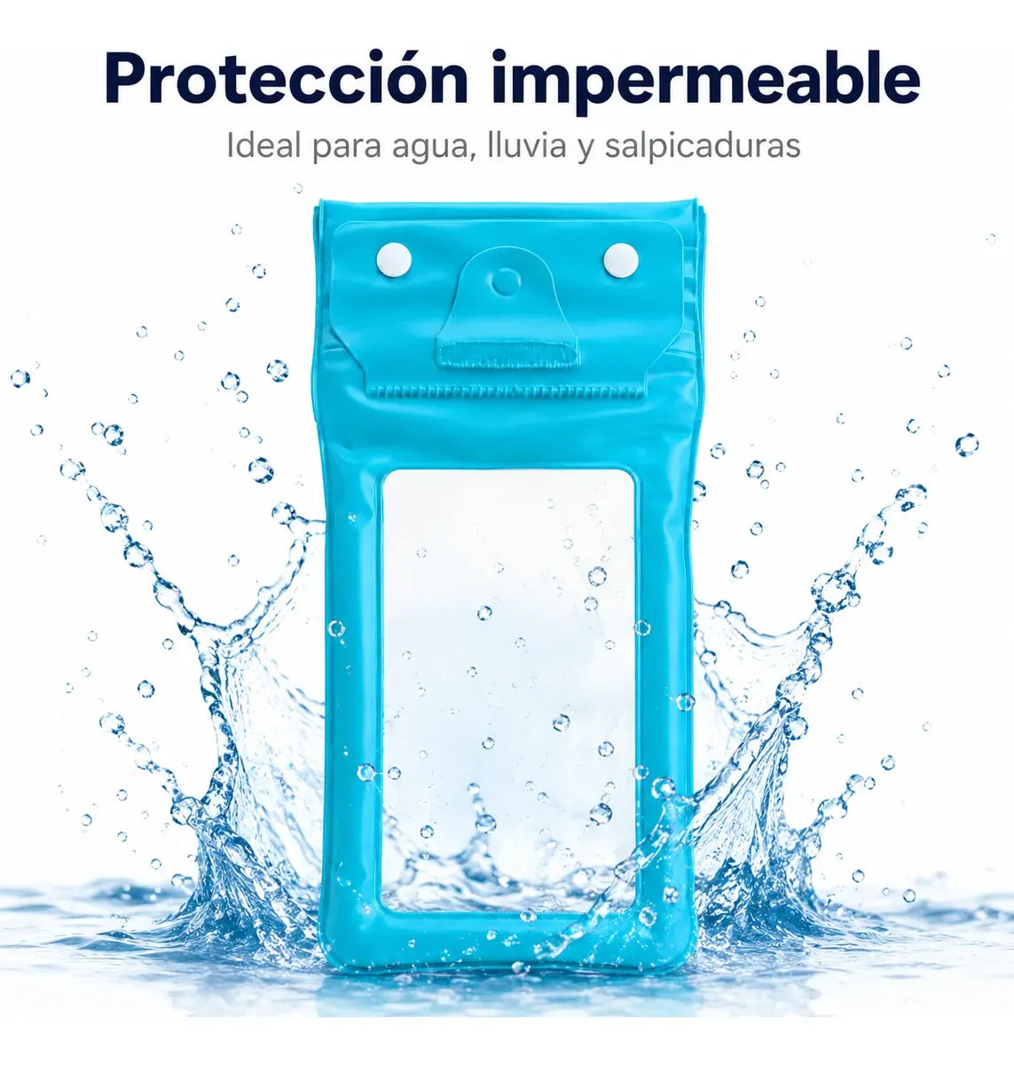 Estuche Impermeable Sumergible Para Celular Playa Piscina Azul Con Cordon Pantalla Tactil Funciona Bajo El Agua Hasta 6.9 Pulgadas
