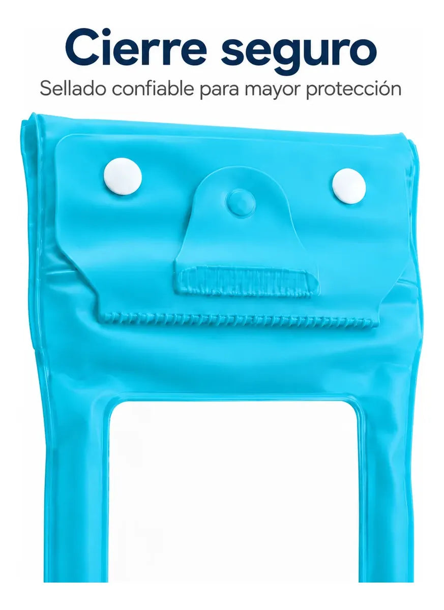 Estuche Impermeable Sumergible Para Celular Playa Piscina Azul Con Cordon Pantalla Tactil Funciona Bajo El Agua Hasta 6.9 Pulgadas
