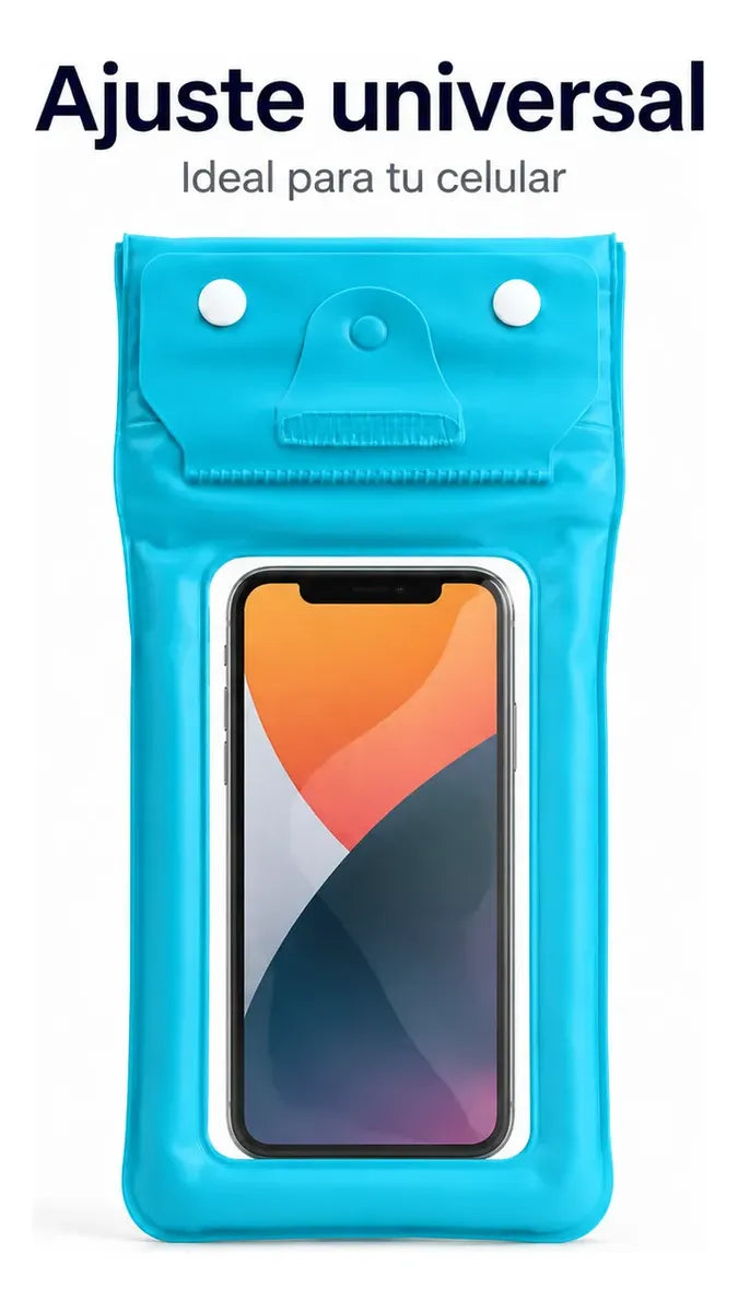 Estuche Impermeable Sumergible Para Celular Playa Piscina Azul Con Cordon Pantalla Tactil Funciona Bajo El Agua Hasta 6.9 Pulgadas