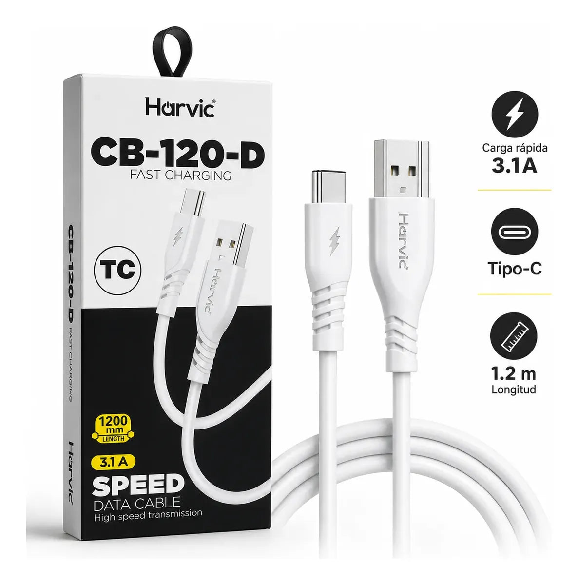 Cable Usb Tipo C Carga Rapida Datos 1 Metro Reforzado Malla